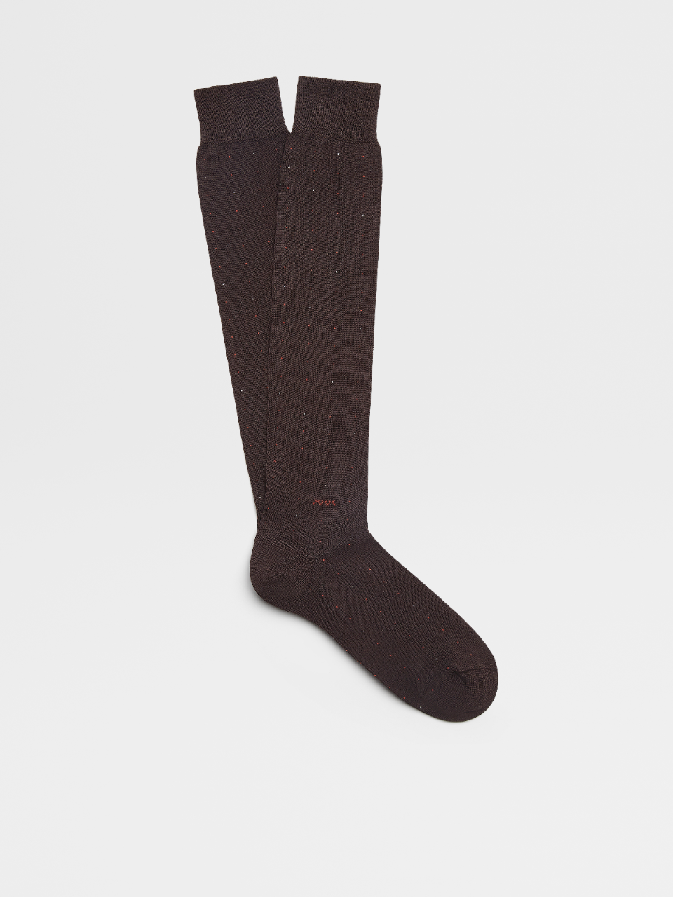 Dark Brown Polka Dots Cotton Mid Calf Socks